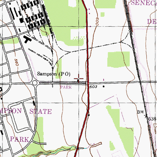 Topographic Map of Sampson, NY