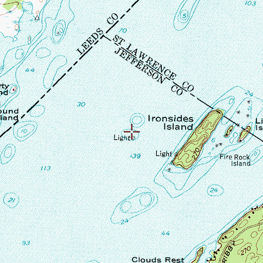Topographic Map of Inner Ironsides Shoal, NY