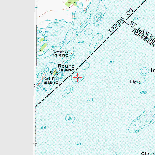 Topographic Map of Round Island Shoal, NY
