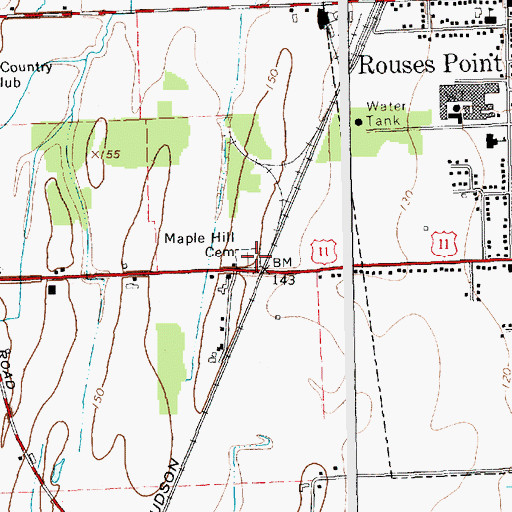 Topographic Map of Maple Hill Cemetery, NY
