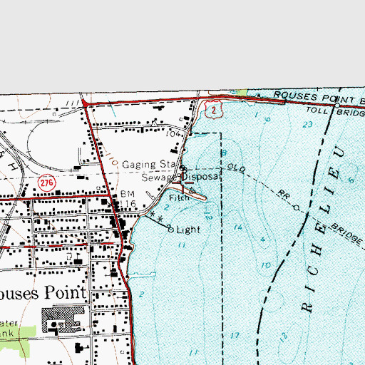 Topographic Map of Lighthouse Point Mariana, NY