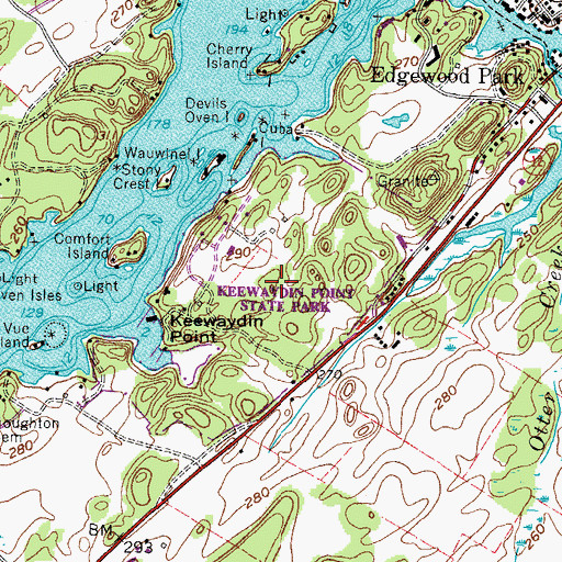 Topographic Map of Keewaydin Point State Park, NY