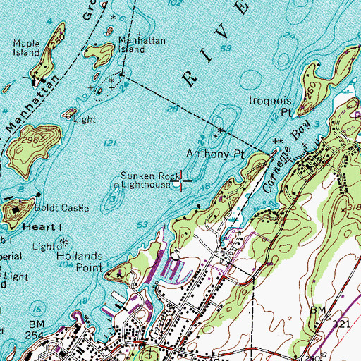 Topographic Map of Sunken Rock Island, NY