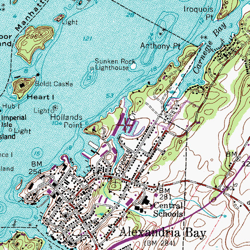 Topographic Map of Bonnie Castle Yacht Basin, NY