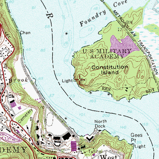 Topographic Map of Magazine Point, NY