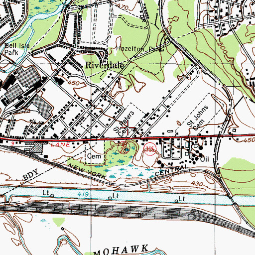 Topographic Map of Saint Peter's Cemetery, NY