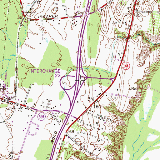 Topographic Map of Interchange 22, NY