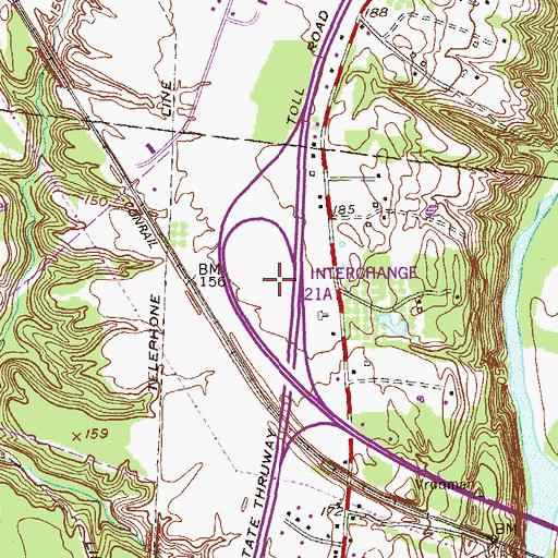 Topographic Map of Interchange 21A, NY