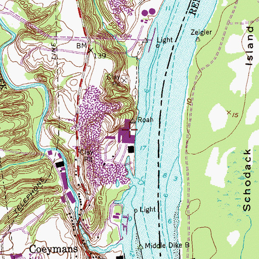 Topographic Map of Roah Hook, NY