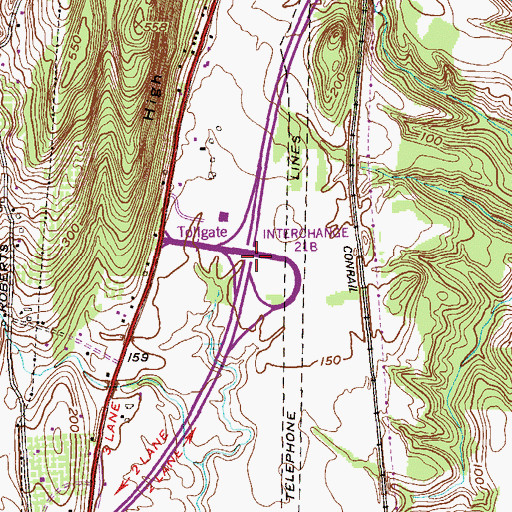 Topographic Map of Interchange 21B, NY