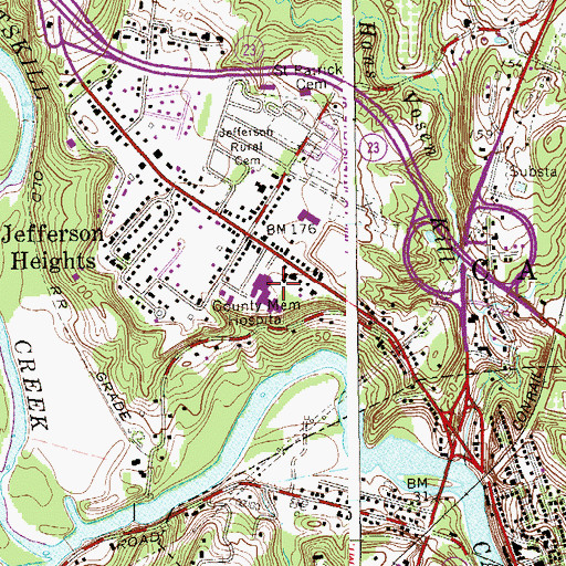 Topographic Map of Greene County Memorial Hospital, NY