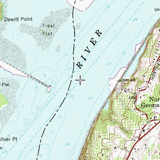 Topographic Map of North German Town Reach, NY