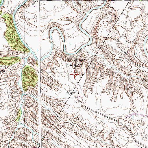 Topographic Map of Tri Village Airport (historical), NY