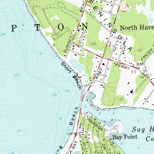 Topographic Map of Short Beach, NY