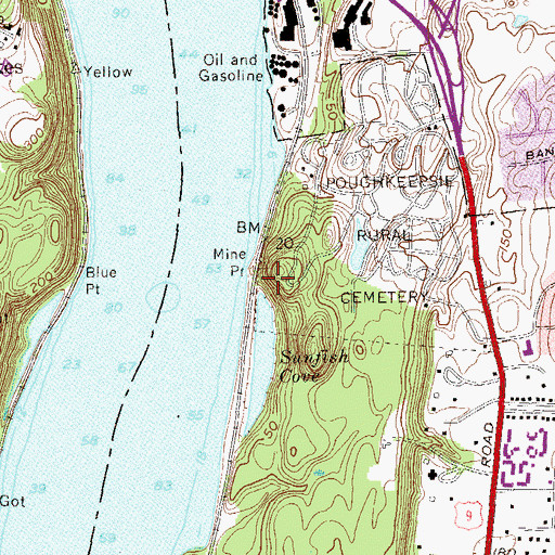 Topographic Map of Mine Point, NY