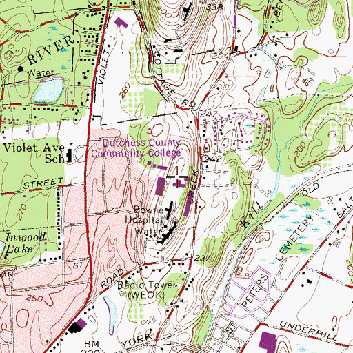 Topographic Map of Dutchess County Community College, NY