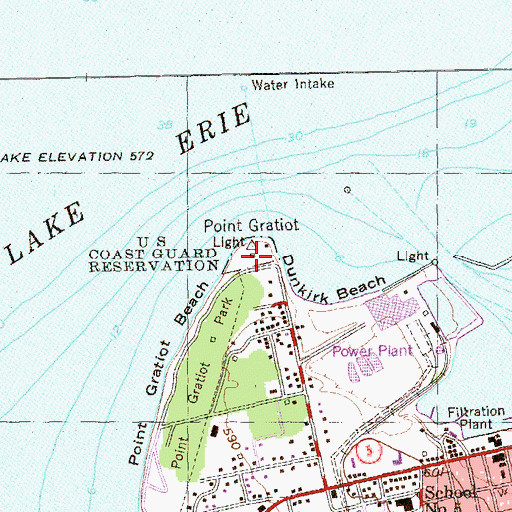 Topographic Map of Dunkirk Light, NY