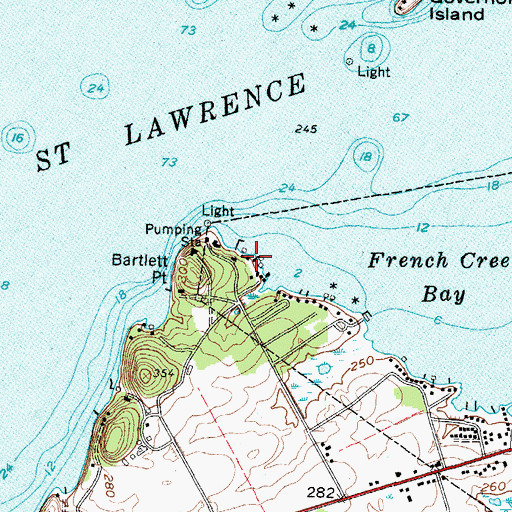 Topographic Map of Clayton Yacht Club, NY