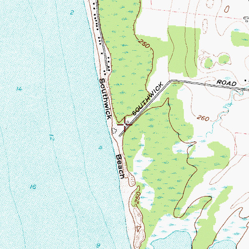 Topographic Map of Southwich Beach State Park, NY