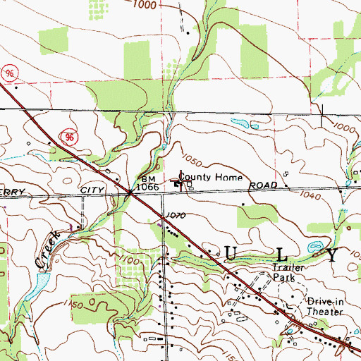Topographic Map of Tompkins County Home, NY
