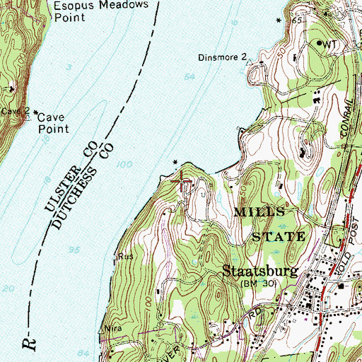 Topographic Map of Dinsmore Point, NY