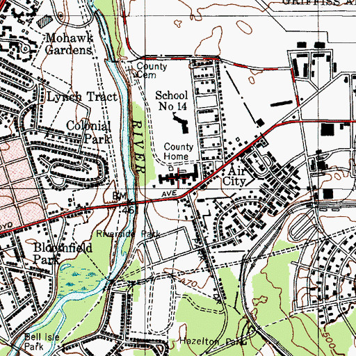 Topographic Map of Oneida County Home, NY