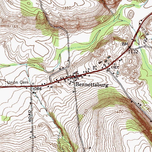 Topographic Map of Bennettsburg, NY