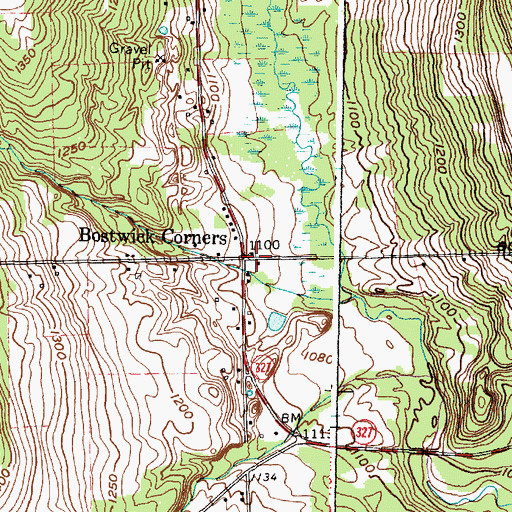 Topographic Map of Bostwick Corners, NY