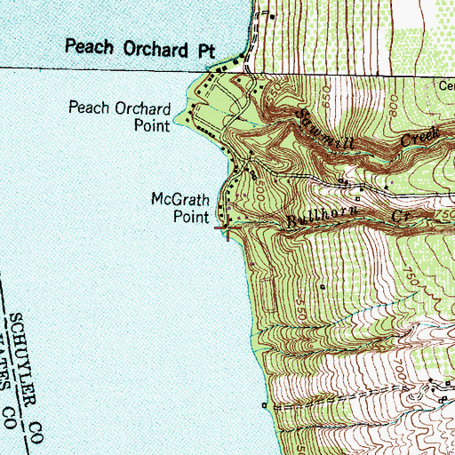 Topographic Map of Bullhorn Creek, NY