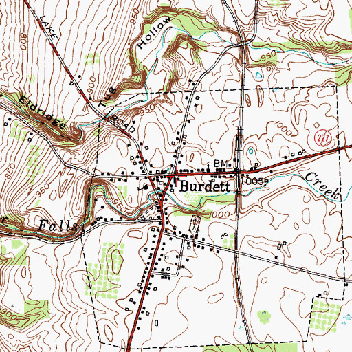 Topographic Map of Burdett, NY