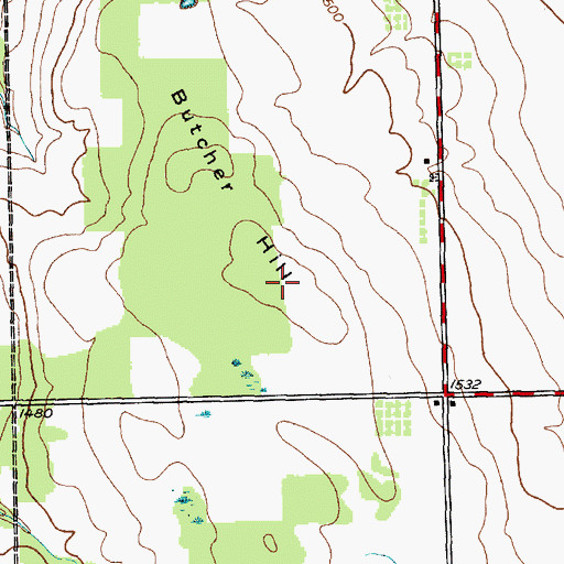Topographic Map of Butcher Hill, NY