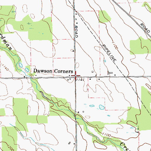Topographic Map of Dawson Corners, NY