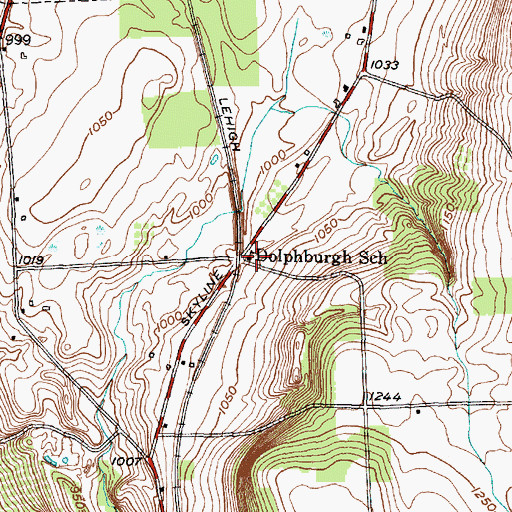 Topographic Map of Dolphburgh School (historical), NY