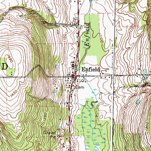Topographic Map of Enfield, NY