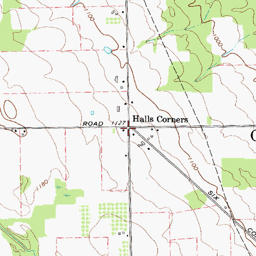 Topographic Map of Halls Corners, NY