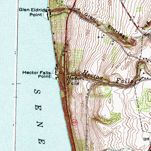 Topographic Map of Hector Falls, NY