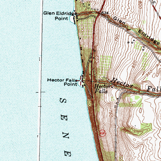 Topographic Map of Hector Falls Creek, NY