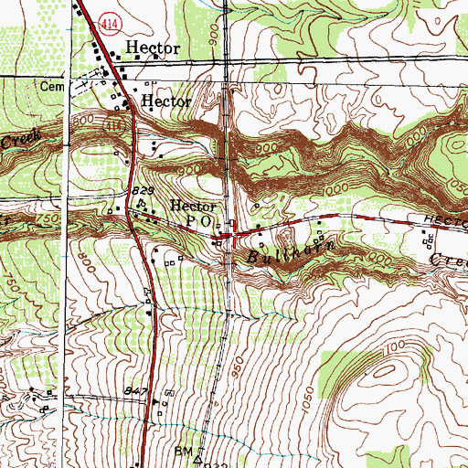 Topographic Map of Hector P O, NY