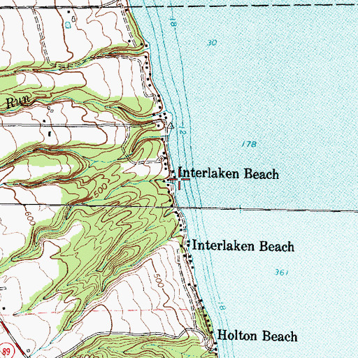 Topographic Map of Interlaken Beach, NY