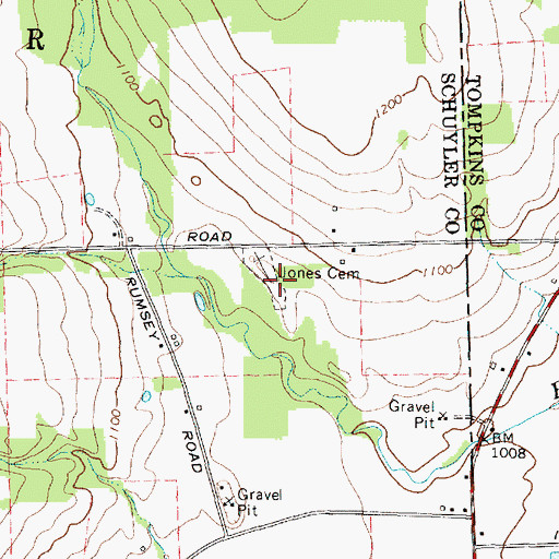 Topographic Map of Jones Cemetery, NY