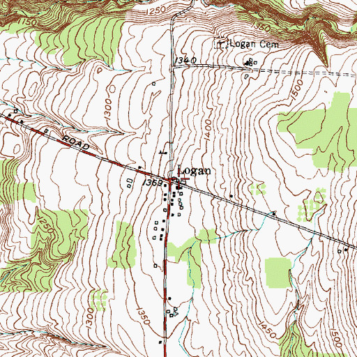 Topographic Map of Logan, NY