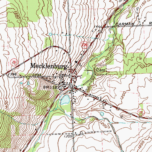 Topographic Map of Mecklenburg, NY