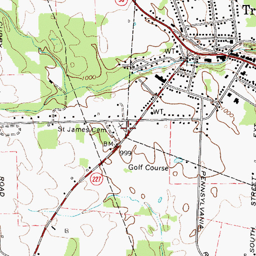 Topographic Map of Saint James Cemetery, NY