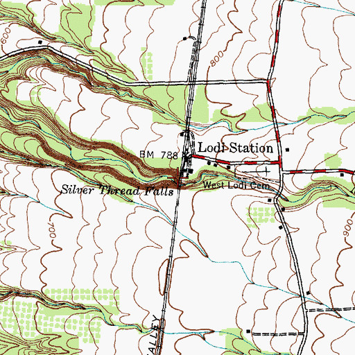 Topographic Map of Silver Thread Falls, NY