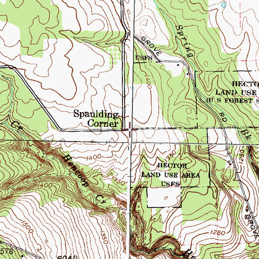 Topographic Map of Spaulding Corner, NY