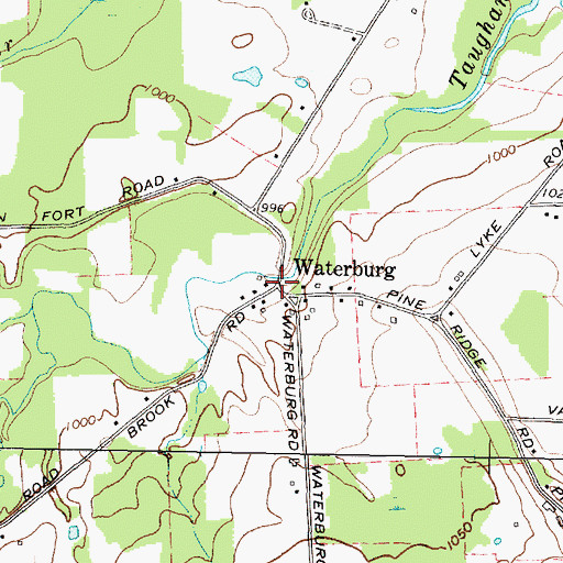 Topographic Map of Waterburg, NY