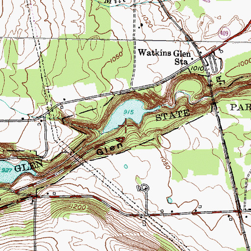 Topographic Map of Watkins Glen State Park, NY