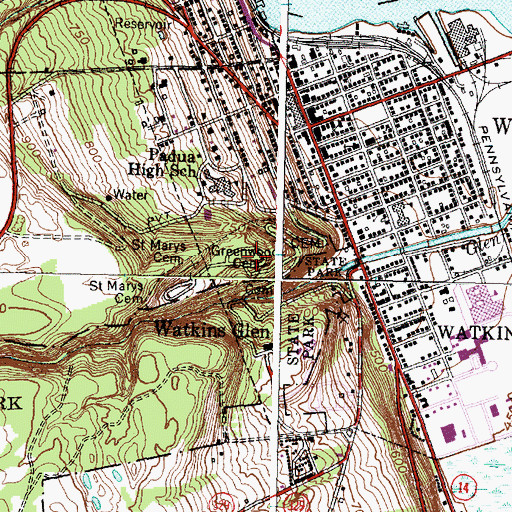 Topographic Map of Greenwood Cemetery, NY