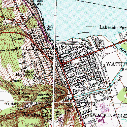 Topographic Map of Watkins Glen, NY