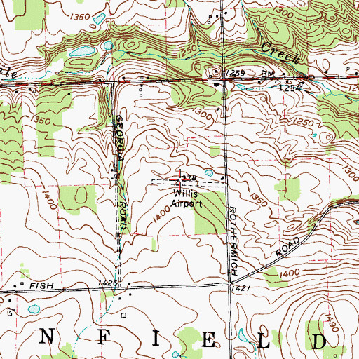 Topographic Map of Willis Airport (historical), NY